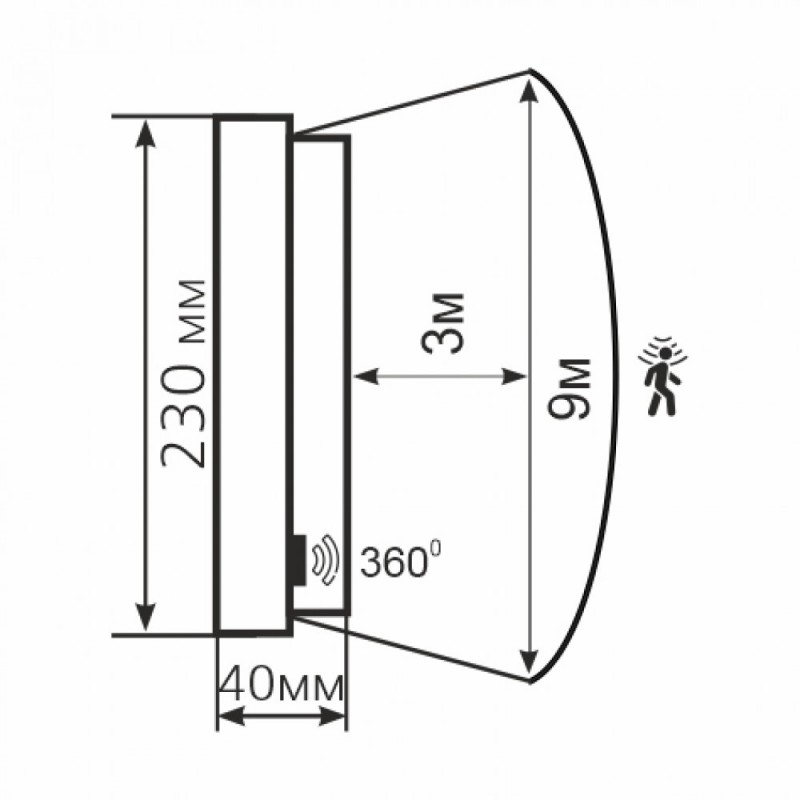 Світильник ERKA 1165D.i LED-P з датчиком руху 12 W 4200К овальний прозорий/прозорий IP 65