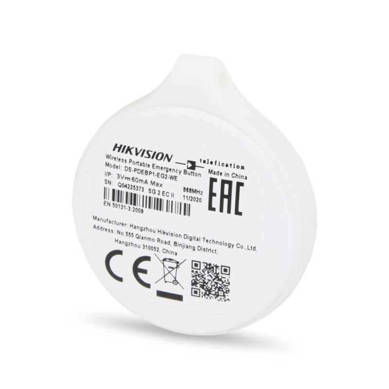 Бездротова портативна тривожна кнопка Hikvision DS-PDEBP1-EG2-WE AX PRO