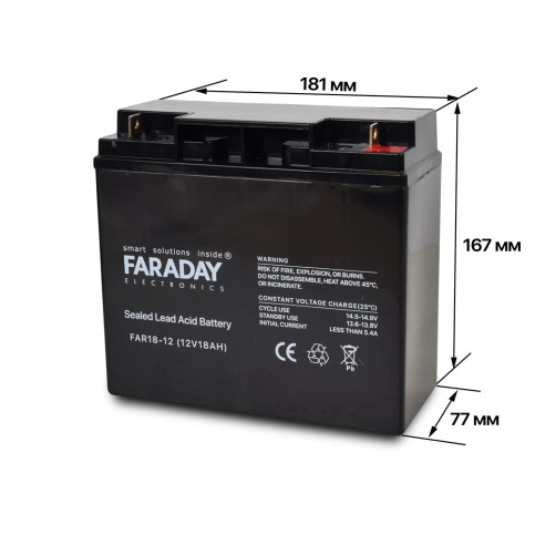 Акумулятор 12В 18А·год для ДБЖ Faraday Electronics FAR18-12