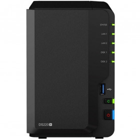 Система зберігання даних SYNOLOGY DS220+ з 2 відсіками для дисків, 2GB RAM, настільне виконання