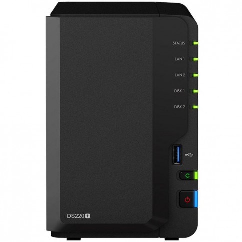 Система зберігання даних SYNOLOGY DS220+ з 2 відсіками для дисків, 2GB RAM, настільне виконання