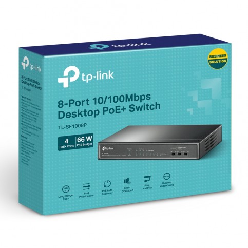 PoE-комутатор TP-Link TL-SF1008P 8-портовий з 4 PoE+ портами некерований