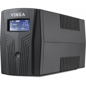 Джерело безперебійного живлення Vinga VPC-800PU 800ВА / 480 Вт з LCD-дисплеєм з USB у пластиковому корпусі