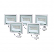 Комплект із 5 світлодіодних прожекторів Lightwell 50W з датчиком руху (LW-FL-W-50-S)