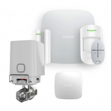 Комплект сигналізації та захисту від потопу Ajax StarterKit 2 white + Ajax WaterStop 1/2" white + у подарунок датчик затоплення Ajax LeaksProtect white