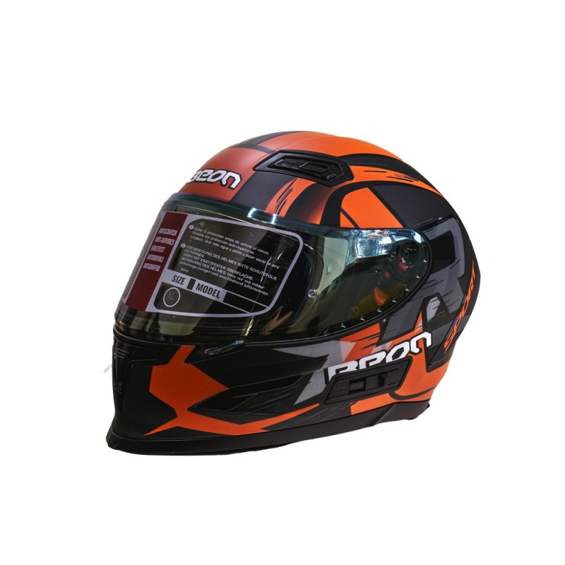 Мотошолом інтеграл Beon R MATT TITAN/ORANGE (матовий титан/помаранчевий) розмір ХL