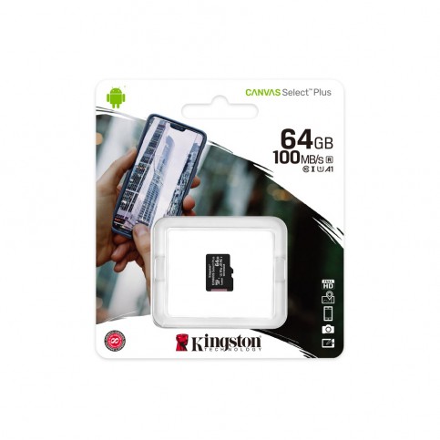 Карта пам'яті Kingston microSDXC 64GB Canvas Select Plus Class 10 UHS-I U1 V10 A1 (SDCS2/64GBSP)