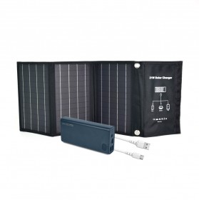 Комплект: сонячна панель 21W Solar Charge, повербанк FEB-292B 20 Вт + 22.5 Вт, кабель REMAX RC-068W