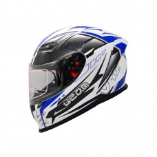 Мотошолом інтеграл Beon B-503 SINGLE VISOR ANGLE TEAR SHINY WHITE/BLUE (глянець білий/синій), розмір L