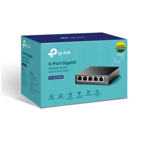 PoE-комутатор TP-Link TL-SG1005P 5-портовий з 4 PoE+ портами некерований