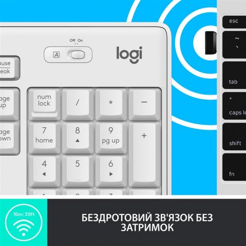 Комплект (клавiатура, миша) бездротовий Logitech MK295 Combo White USB (920-009824)