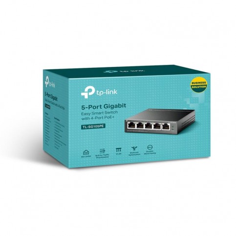 Комутатор TP-Link TL-SG105PE (1хGE, 4xGE PoE+, max PoE 65W, Easy Smart)