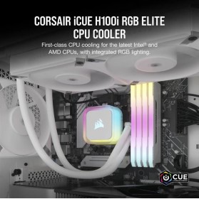 Система водяного охолодження Corsair iCUE H100i RGB Elite Liquid CPU Cooler White (CW-9060078-WW)