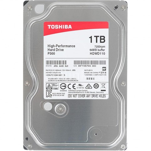 Накопичувач HDD SATA 1.0TB Toshiba P300 7200rpm 64MB (HDWD110UZSVA)