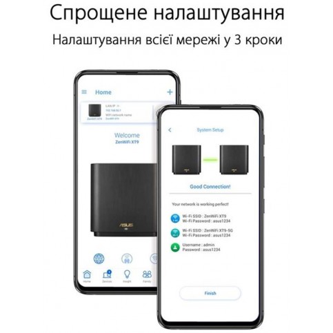 Wi-Fi Mesh система Asus ZenWiFi XT9 Black 2pk (90IG0740-MO3B30)