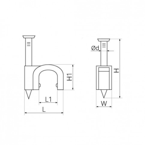 Скоба кругла з цвяхом для кабелю R-3 чорна (100 шт.)