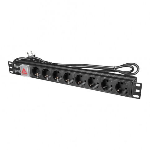 Блок розеток E-NET PDU/8M-16А Black на 8 розеток Schuko, з вимикачем