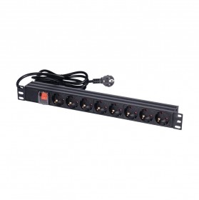 Блок розеток Trinix TRX-PDU/8M-16А Black для комутаційної шафи 19" на 8 розеток, з вимикачем