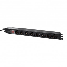 Блок розеток Trinix TRX-PDU/8M-16А Black для комутаційної шафи 19" на 8 розеток, з вимикачем