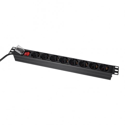 Блок розеток Trinix TRX-PDU/8M-16А Black для комутаційної шафи 19" на 8 розеток, з вимикачем