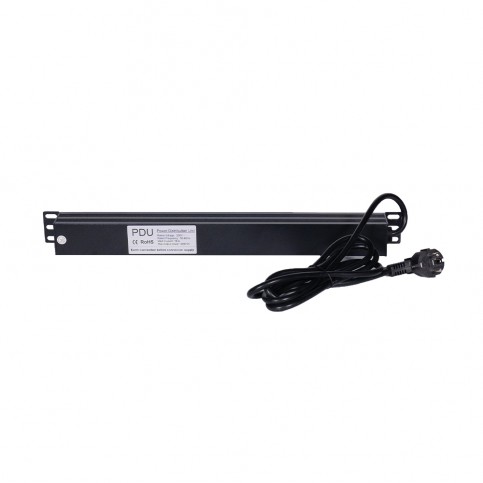 Блок розеток NVC-PDU/8M-16А Black для комутаційної шафи 19" на 8 розеток, з вимикачем