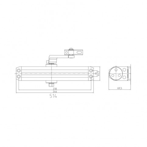 Дверний доводчик DT-514 SILVER Dortec