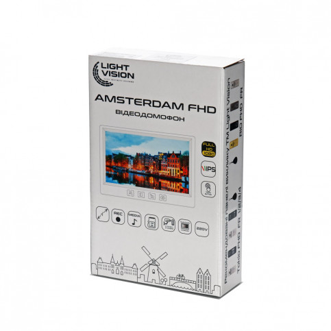 Комплект відеодомофона Light Vision: домофон 7" AMSTERDAM FHD Grey та відеопанель RIO FHD Black