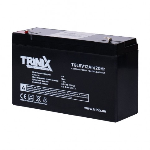 Акумуляторна батарея гелева 6В 12Аг Trinix TGL6V12Ah/20Hr GEL