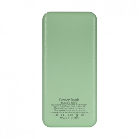 Повербанк 10000mAh Power Bank Kraft KPB-2010FC Green 22.5W QC3.0