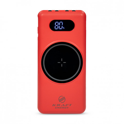 Повербанк 10000mAh Power Bank Kraft KPB-1110W Red бездротова зарядка