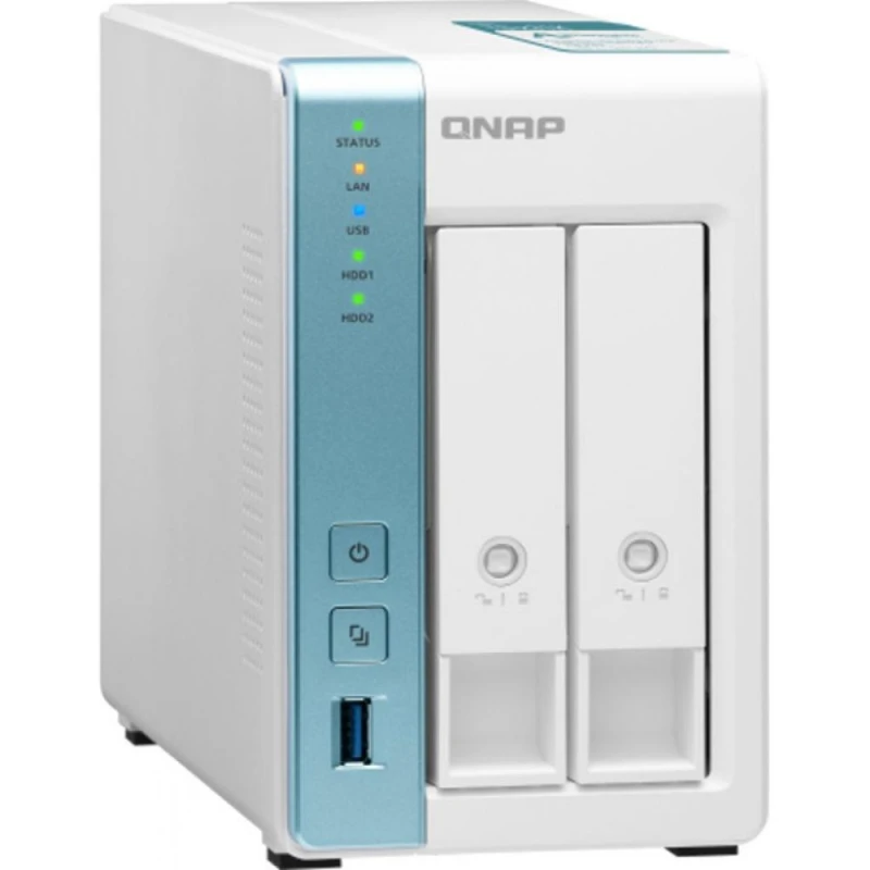 Система хранения данных QNAP TS-231P3-2G с 2 отсеками для дисков, 2GB RAM, настольное исполнение