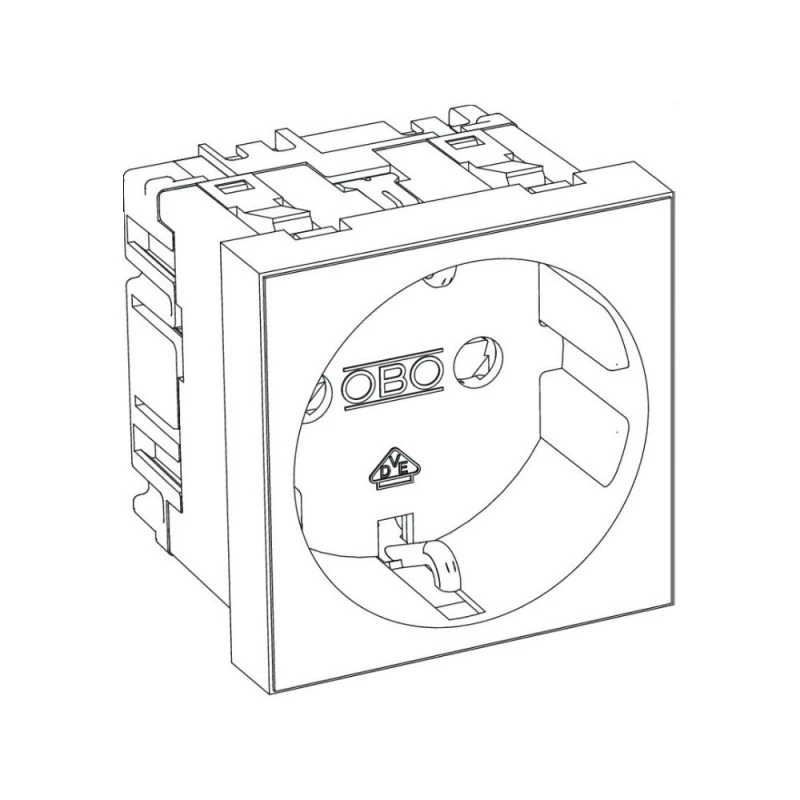 Розетка OBO Bettermann modul 45 с заземлением и шторками 250 В 16 A красная