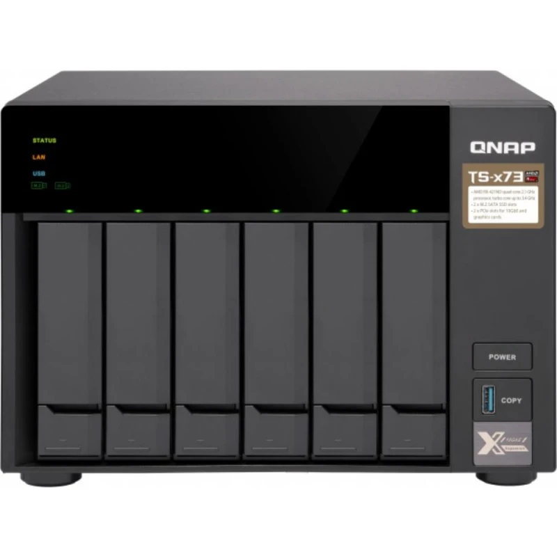 Система хранения данных QNAP TS-673A-8G с 6 отсеками для дисков, 8GB RAM, настольное исполнение