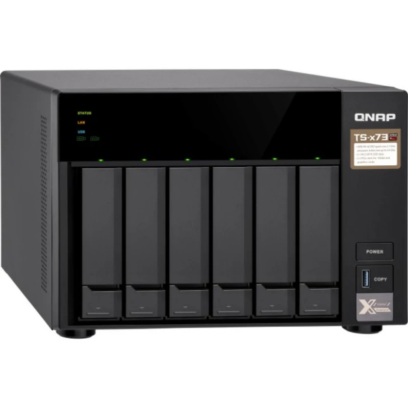 Система хранения данных QNAP TS-673A-8G с 6 отсеками для дисков, 8GB RAM, настольное исполнение