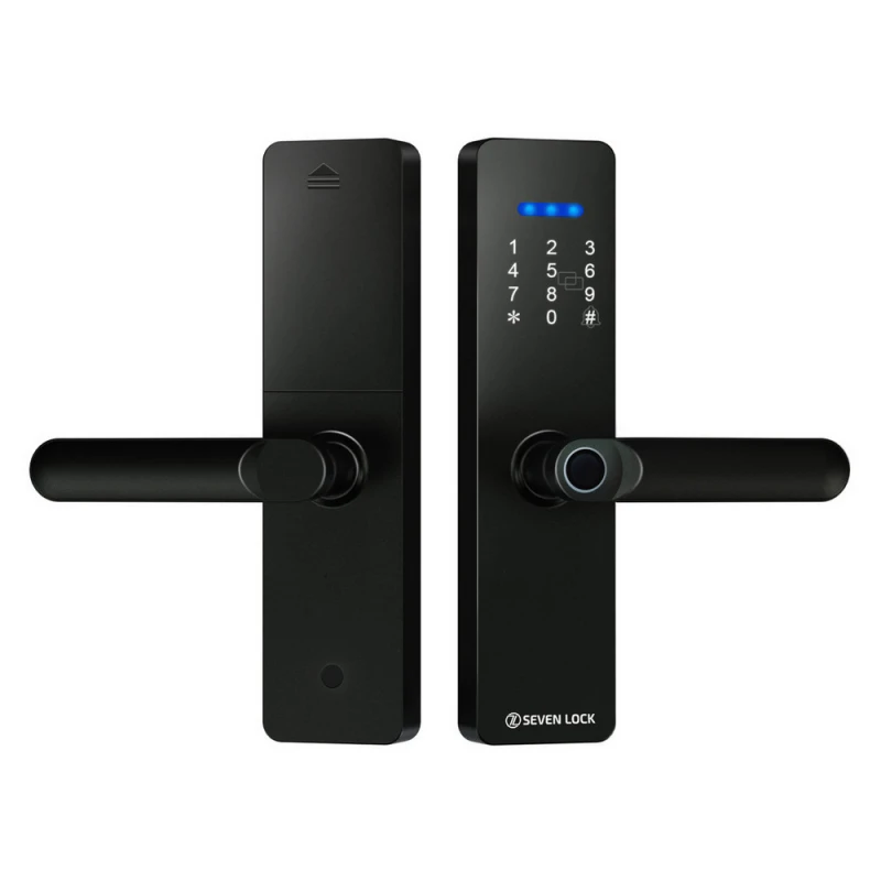 Умный дверной биометрический замок SEVEN LOCK SL-7740BF black (врезная часть 5050)