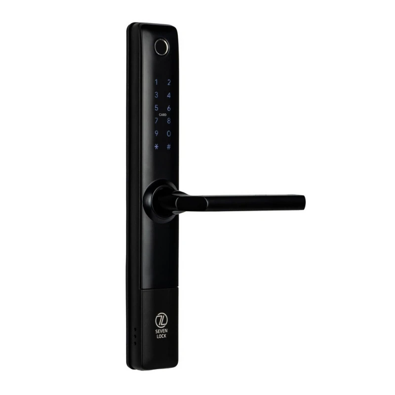 Умный дверной биометрический замок SEVEN LOCK SL-7762BF black (врезная часть 3585)