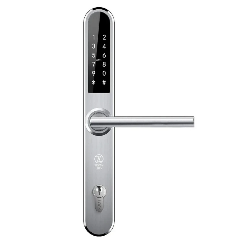 Умный дверной биометрический замок SEVEN LOCK SL-7761BF silver (без врезной части)