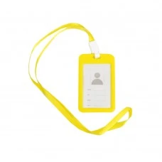 Бейдж на шнурку, вертикальний, колір жовтий – ATIS, 111 x 69 x 5 мм