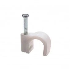 Скоба кругла з цвяхом для кабелю R-8 біла (100 шт.)