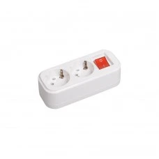 Колодка Sokol на 2 гнізда із заземленням та вимикачем