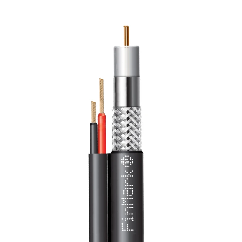 Абонентський коаксіальний кабель FinMark F5967BVcu 2x0.75 POWER зі струмопровідними провідниками (чорний, 305 м)