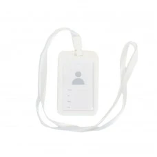 Бейдж на шнурку, вертикальний, колір білий – ATIS, 111 x 69 x 5 мм