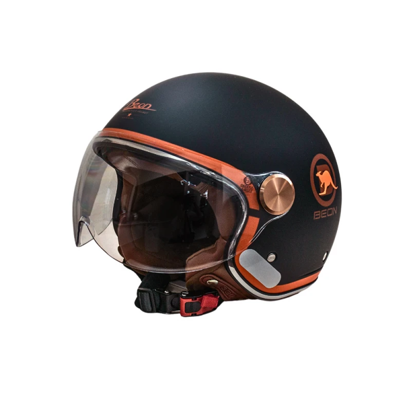 Мотошлем открытый Beon B-120 31-kangaroo MATT BLACK/KANGAROO (матовый черный/кенгуру), размер L