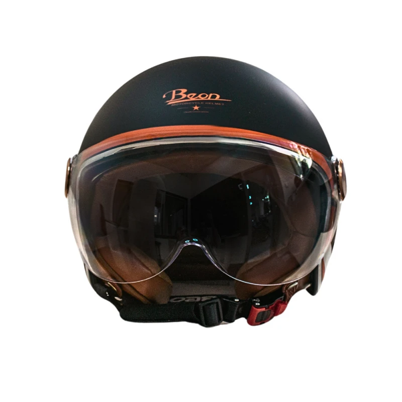 Мотошлем открытый Beon B-120 31-kangaroo MATT BLACK/KANGAROO (матовый черный/кенгуру), размер L