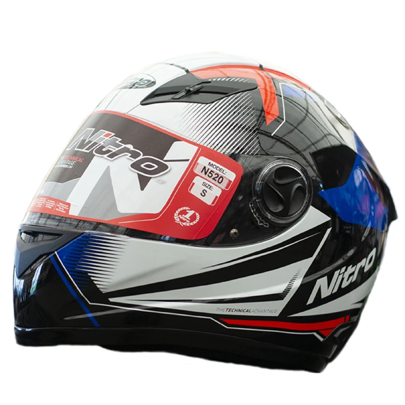 Мотошлем интеграл Nitro N520 Fortis BLACK/GUN/GREEN (белый, черный, синий, красный), размер XL