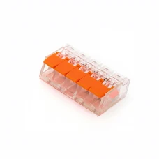 Клемма быстрого монтажа 221-415 с рычагами на 5 проводов прозрачная