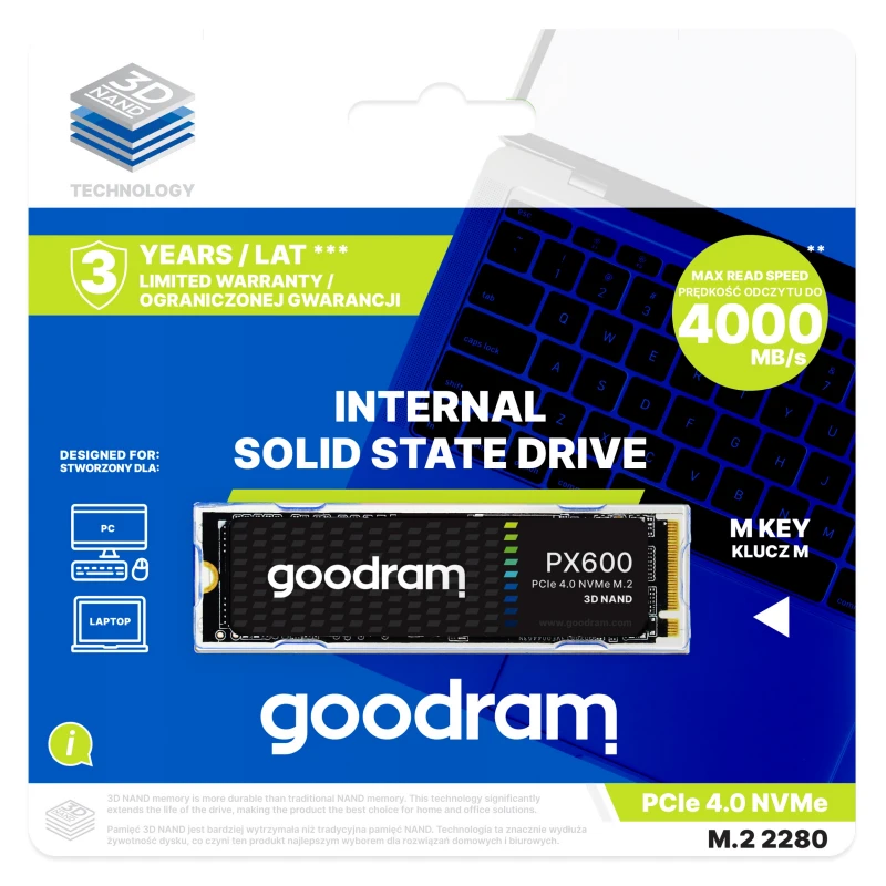 Накопичувач SSD 500GB Goodram PX600 M.2 2280 PCIe 4.0 x4 NVMe 3D NAND (SSDPR-PX600-500-80)