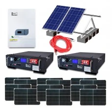 Автономна система безперебійного живлення потужністю 8 кВт з LiFePO4 АКБ, сонячними панелями та монтажним набором (баластна система)