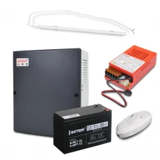 Комплект: Бокс пластиковый PLB 7-9 А·ч + Светильник LED линейный 450мм 10Вт 6500K + БП UPS 35W Smart ASCH PL + Аккумулятор ABP7-12L 7 А·ч + Переключатель света e.switch wires 6A white