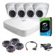 Комплект видеонаблюдения внутренний 2 Мп: видеорегистратор DH-XVR4104C-I, 4 камеры HAC-HDW1200MP-0280B, жесткий диск, блок питания, разветвитель питания, 4 BNC-power кабеля